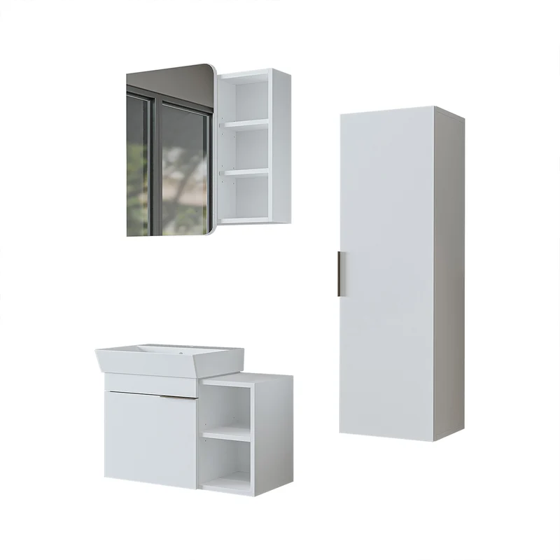 Roomart Badmöbel-Set LYCIA 72 cm, 4-teilig mit Spiegelschrank und Hochschrank, in 4 Farben