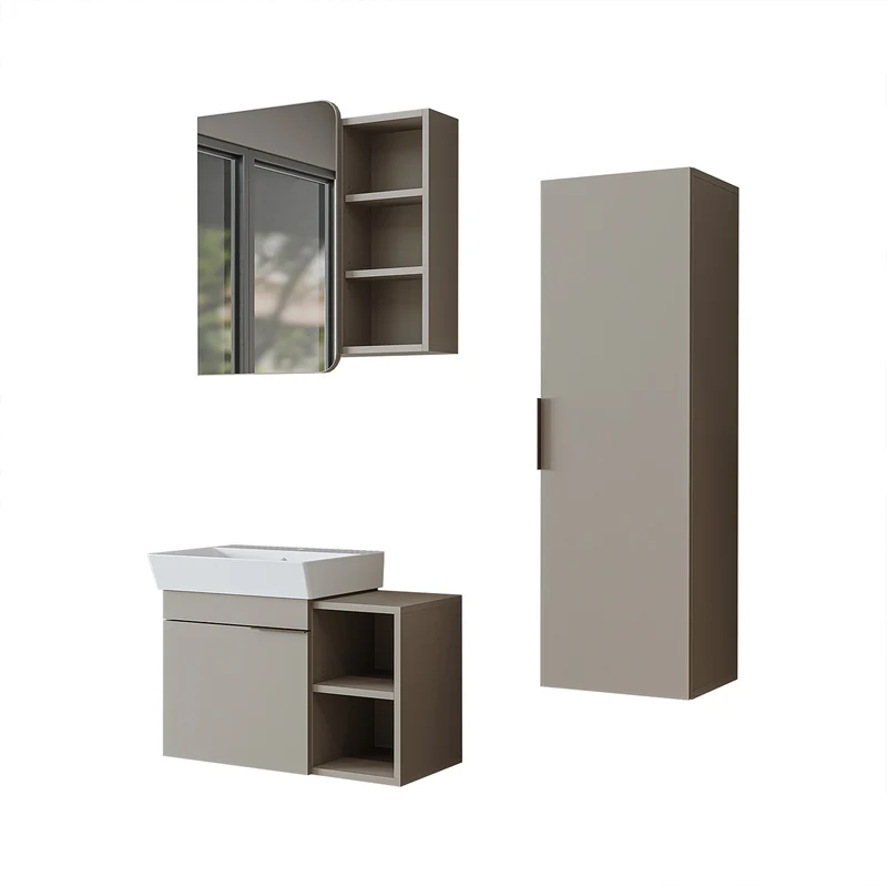 Roomart Badmöbel-Set LYCIA 72 cm, 4-teilig mit Spiegelschrank und Hochschrank, in 4 Farben