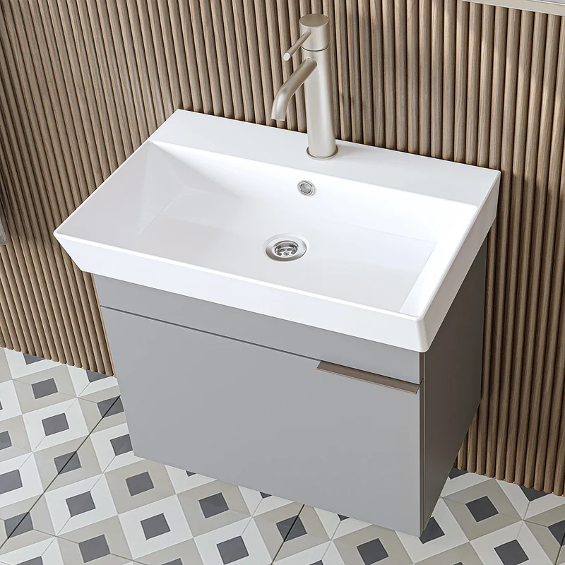 Roomart Badmöbel-Set LYCIA 60 cm, 4-teilig mit Spiegelschrank und Hochschrank, in 4 Farben