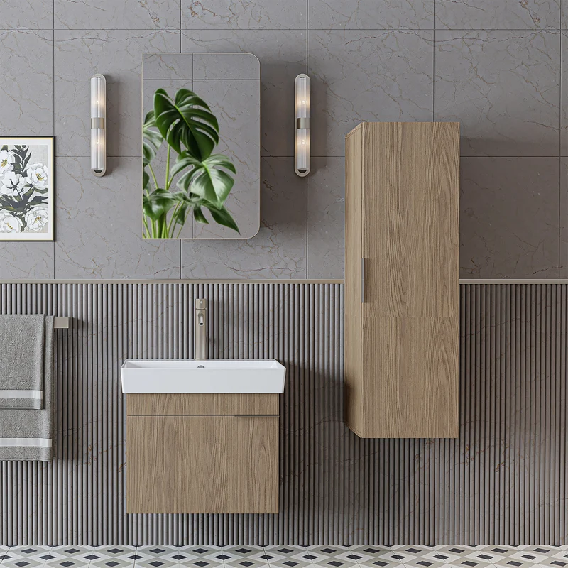 Roomart Badmöbel-Set LYCIA 60 cm, 4-teilig mit Spiegelschrank und Hochschrank, in 4 Farben