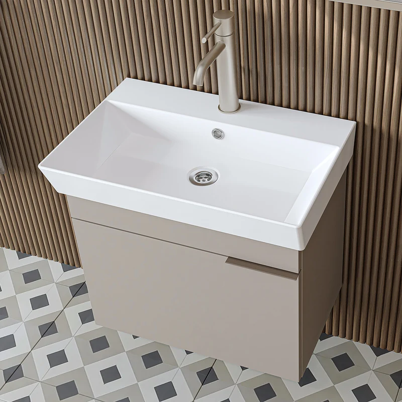 Roomart Badmöbel-Set LYCIA 60 cm, 4-teilig mit Spiegelschrank und Hochschrank, in 4 Farben