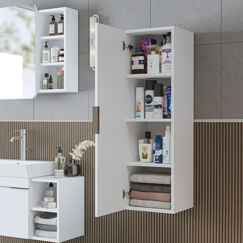 Roomart Badmöbel-Set LYCIA 60 cm, 4-teilig mit Spiegelschrank und Hochschrank, in 4 Farben