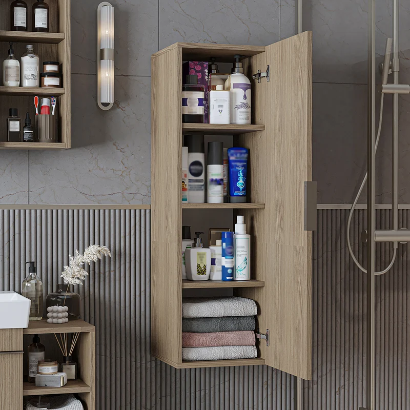 Roomart Badmöbel-Set LYCIA 60 cm, 4-teilig mit Spiegelschrank und Hochschrank, in 4 Farben