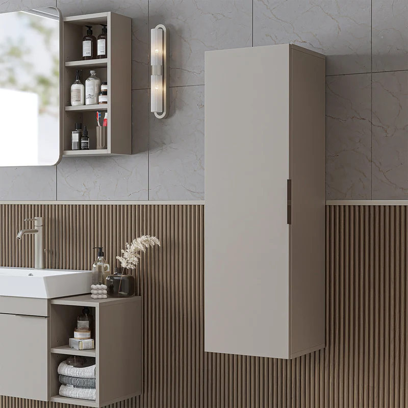 Roomart Badmöbel-Set LYCIA 60 cm, 4-teilig mit Spiegelschrank und Hochschrank, in 4 Farben