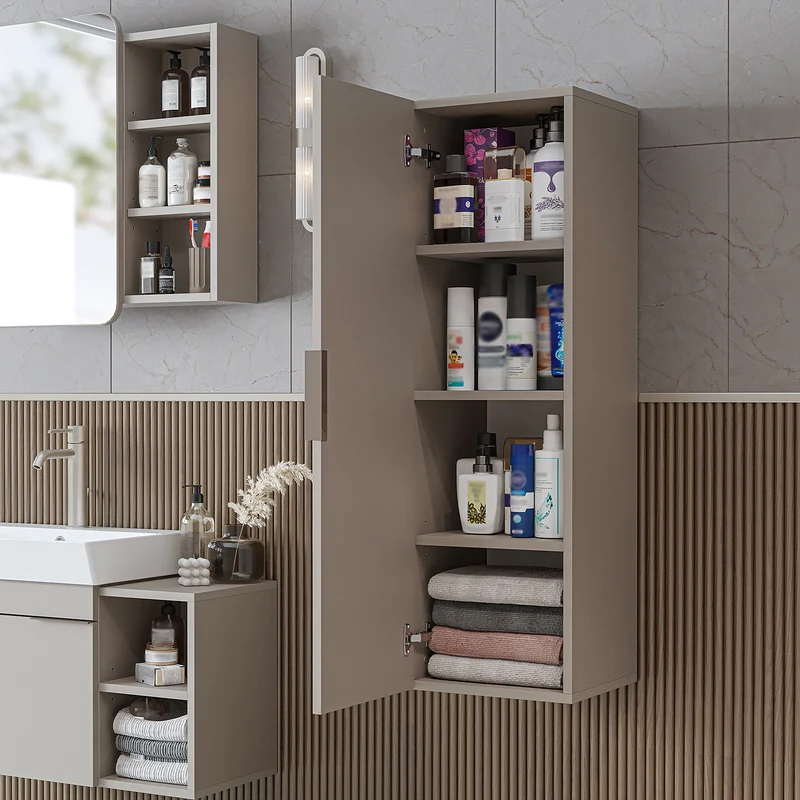 Roomart Badmöbel-Set LYCIA 60 cm, 4-teilig mit Spiegelschrank und Hochschrank, in 4 Farben
