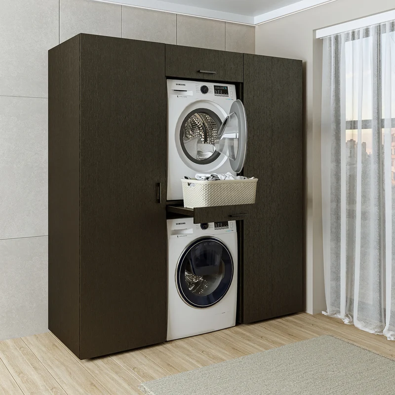 Roomart Schrankwand DUO-I, 187 cm, Waschmaschine und Trockner übereinander, in 3 Farben