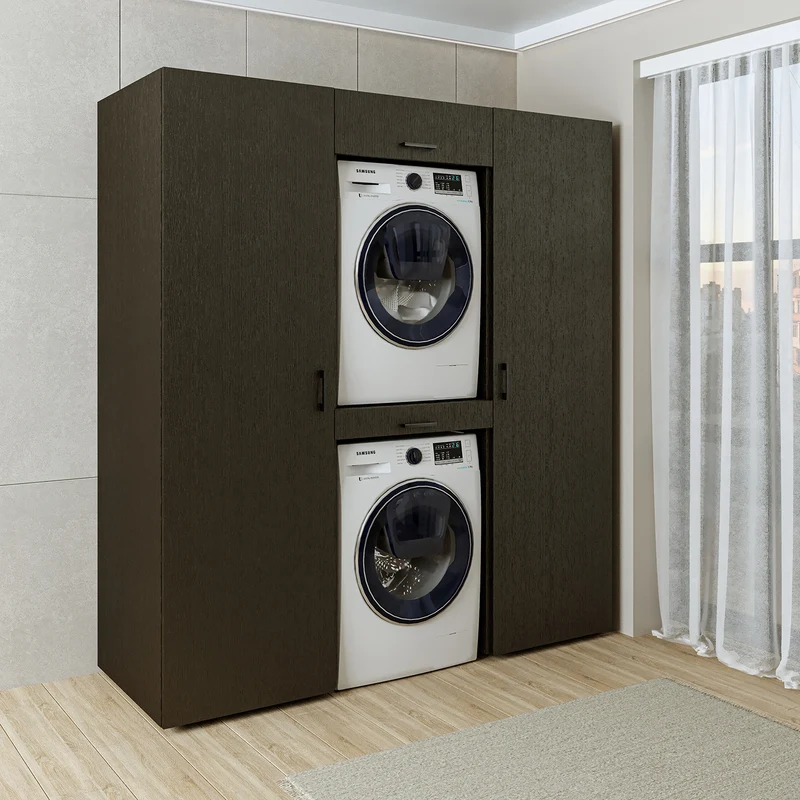 Roomart Schrankwand DUO-I, 187 cm, Waschmaschine und Trockner übereinander, in 3 Farben