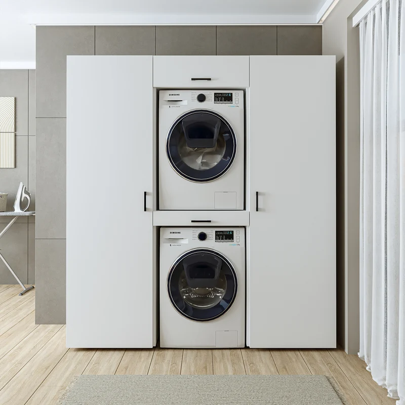 Roomart Schrankwand DUO-I, 187 cm, Waschmaschine und Trockner übereinander, in 3 Farben