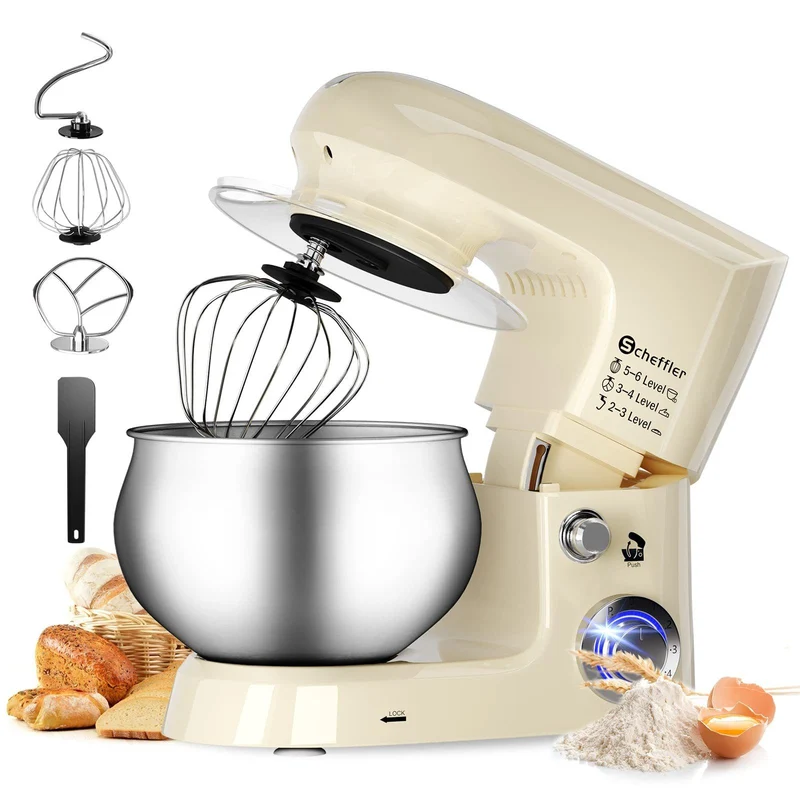 Küchenmaschine 2000W ,5L Edelstahlschüssel Knetmaschine mit 6. Gang, Große Küchenmaschine 5L 2000W Knetmaschine Rührmaschine Rührgerät