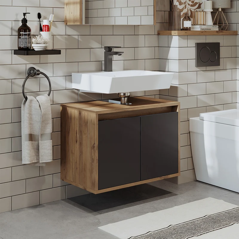 Roomart Badezimmer Unterschrank, 65 cm, ohne Waschbecken, 45 cm hoch, in 4 Farben