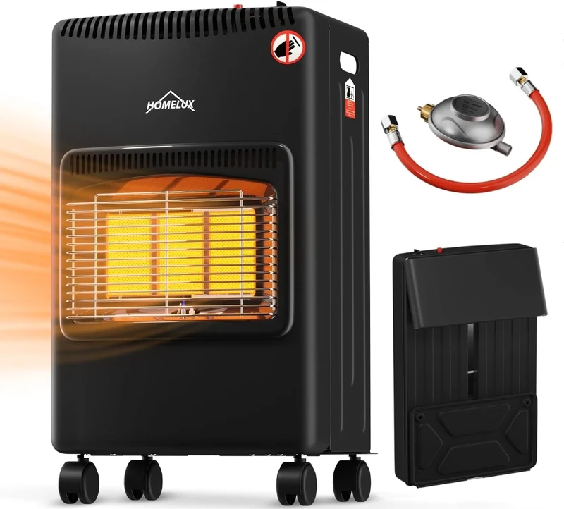 HOMELUX Infrarot-Keramikbrenner Gasheizung Heizstrahler für Innenräume, 4200 Watt, inkl. Schlauch und Druckregler, für Butan- oder Propangas bis zu 15kg Fassung