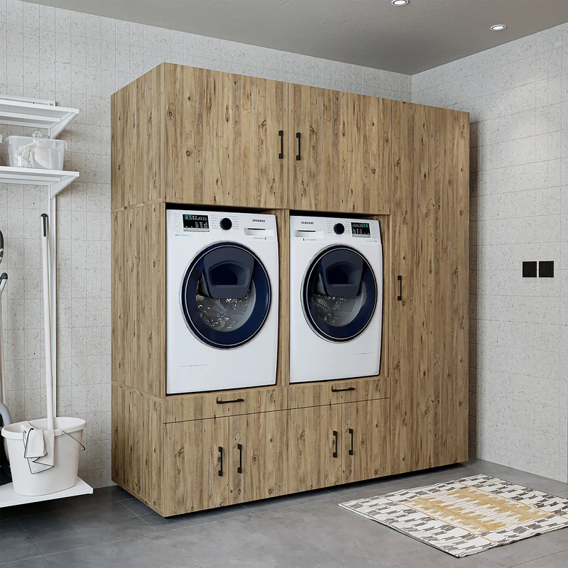 Roomart Waschmaschinenschrank SERIE 3, 194 cm, mit Hochschrank und Ausziehbrettern, in 3 Farben