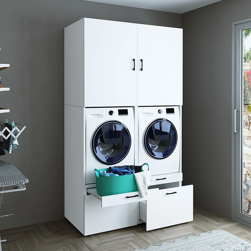 Roomart Waschmaschinenschrank SERIE 2, 134 cm, Doppelschrank mit Ausziehbrettern, in 3 Farben