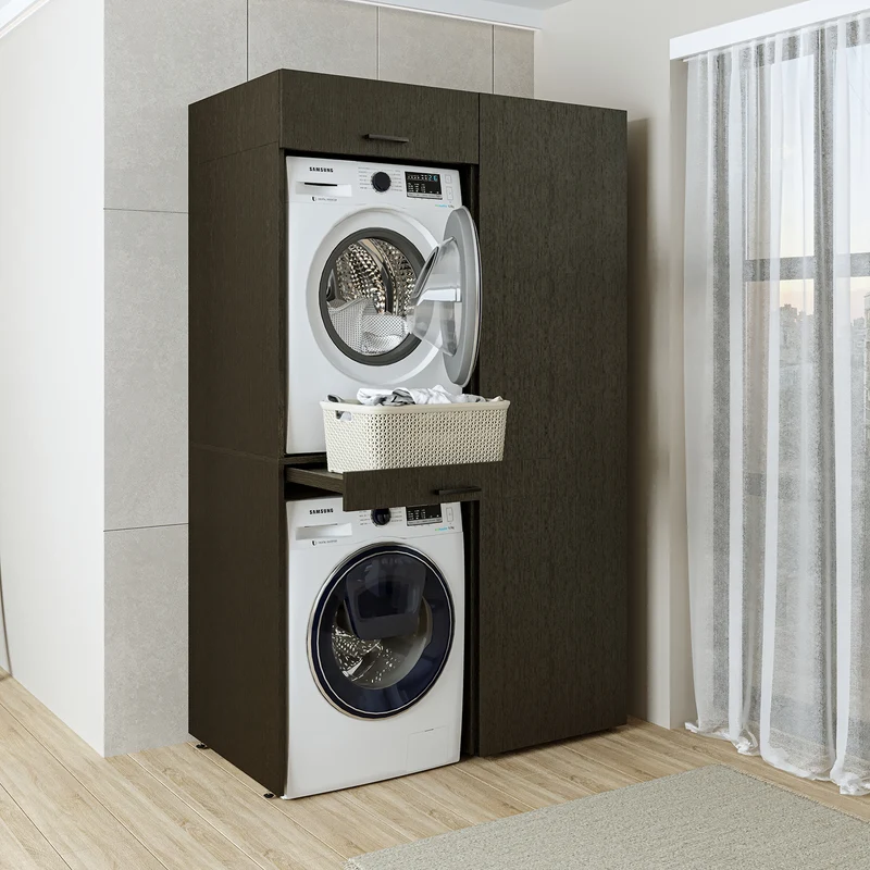 Roomart Waschmaschinenschrank DUO-I, 127 cm, Überbauschrank für Waschmaschine & Trockner, in 3 Farben