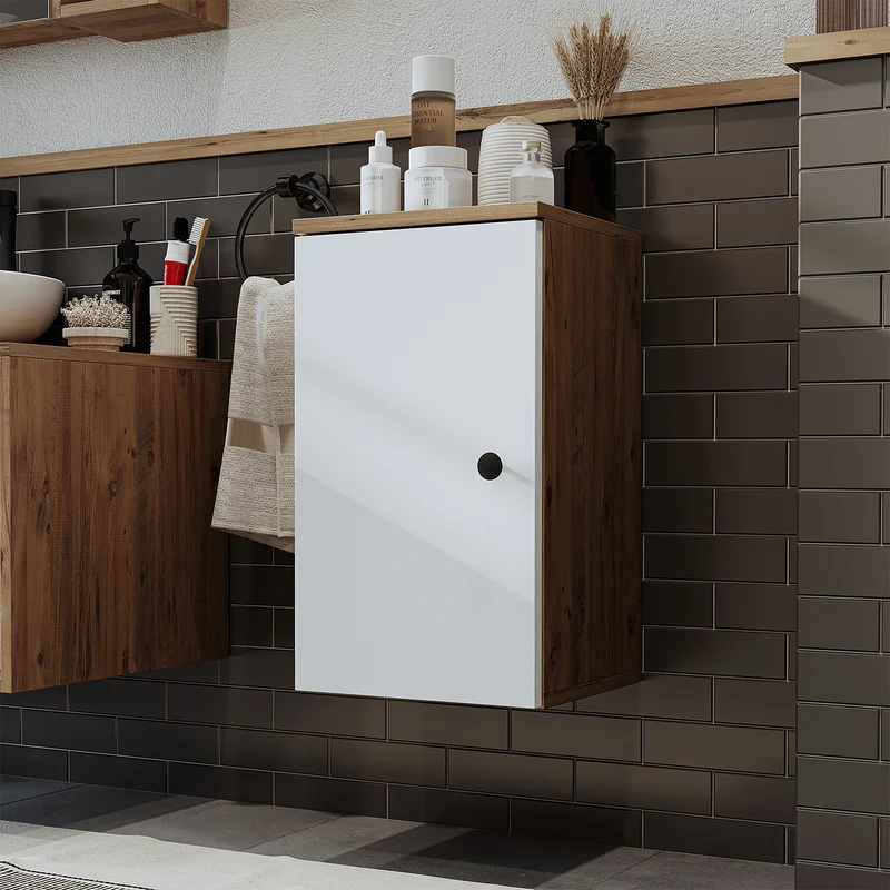 Roomart Badmöbel Set LOTUS 95 cm – 4-teiliges Badezimmermöbel mit Keramik-Waschbecken, Spiegelschrank & Hochschrank – Modernes Design