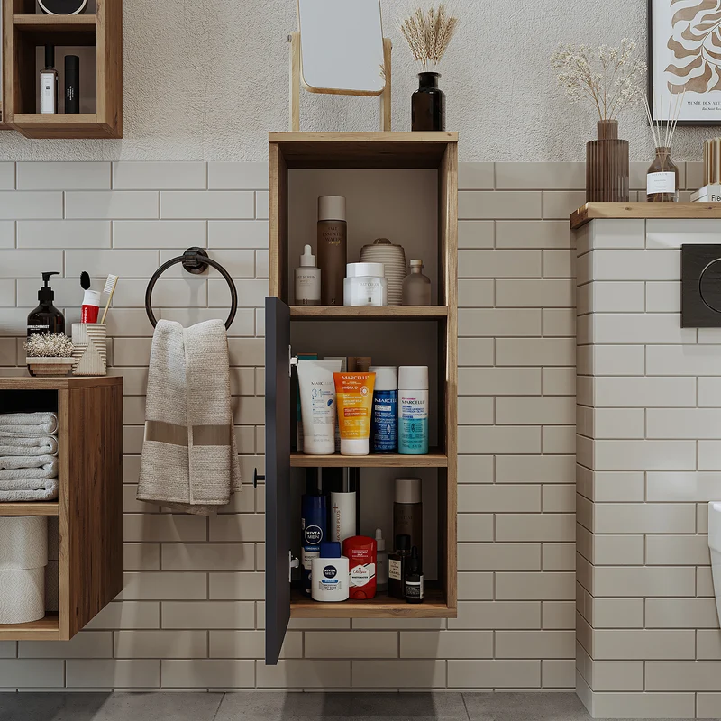 Roomart Badmöbel Set LOTUS 95 cm – 4-teiliges Badezimmermöbel mit Keramik-Waschbecken, Spiegelschrank & Hochschrank – Modernes Design