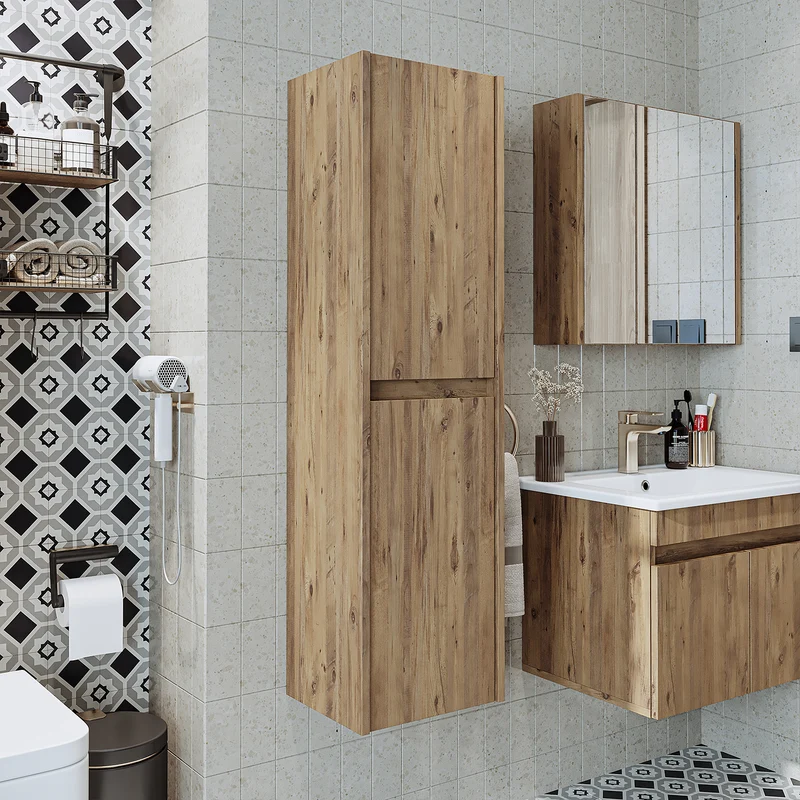 Roomart 4-teiliges Badmöbel-Set ATRIA, 85 cm, mit Spiegelschrank und Hochschrank, in 4 Farben