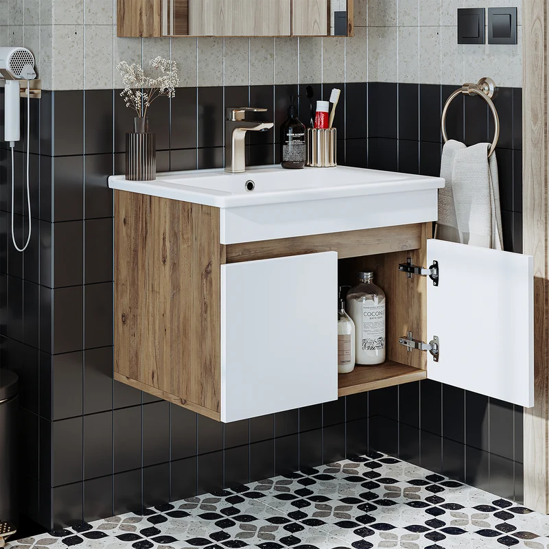 Roomart 4-teiliges Badmöbel-Set ATRIA, 65 cm, mit Spiegelschrank und Hochschrank, in 4 Farben