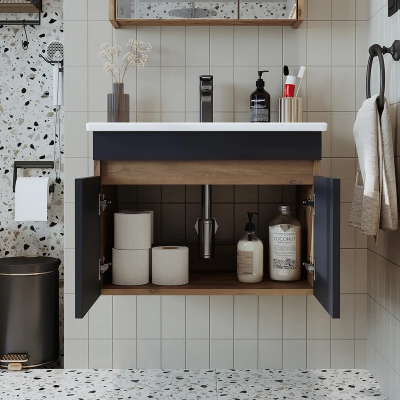Roomart 4-teiliges Badmöbel-Set ATRIA, 65 cm, mit Spiegelschrank und Hochschrank, in 4 Farben