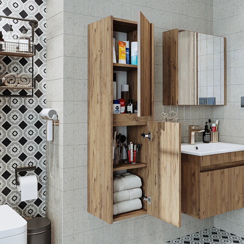 Roomart 4-teiliges Badmöbel-Set ATRIA, 65 cm, mit Spiegelschrank und Hochschrank, in 4 Farben