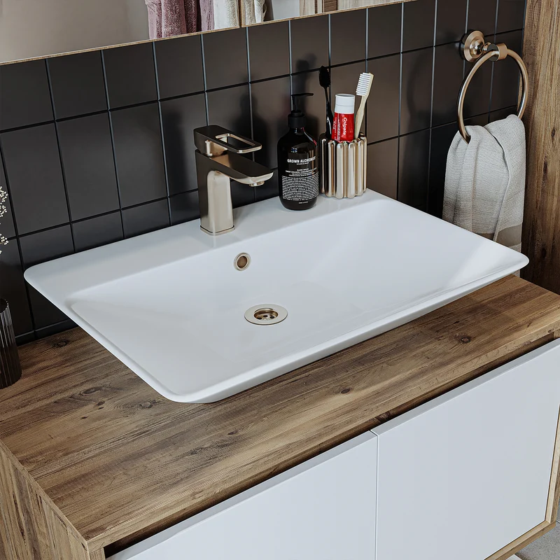 Roomart 4-teiliges Badmöbel-Set ATLANTIC, 85 cm, mit Spiegelschrank und Hochschrank, in 5 Farben