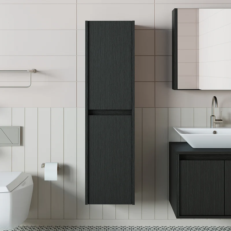 Roomart 4-teiliges Badmöbel-Set ATLANTIC 65 cm, Aufsatzbecken und Hochschrank, in 5 Farben