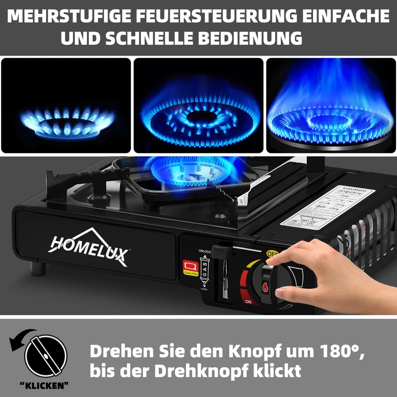 Camping-Gaskocher-Set 2,2 KW, mit Gaskartusche, inkl. Aufbewahrungsbox. Ideal für Outdoor-Kochen
