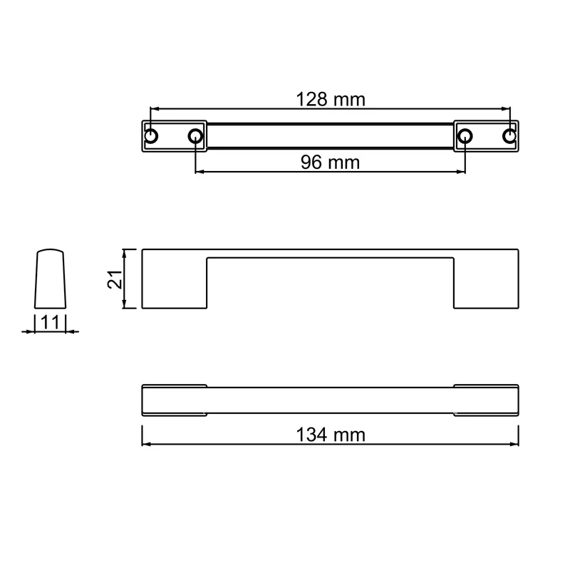 Roomart Möbelgriff, 134 mm, Bohrabstand 96 mm, für Schränke, in Schwarz