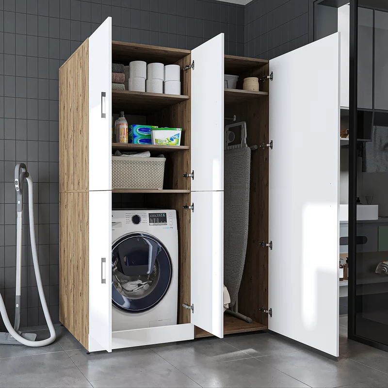 Roomart Waschmaschinenschrank DORA-II, 130 cm, für Waschmaschine und Trockner, in 5 Farben