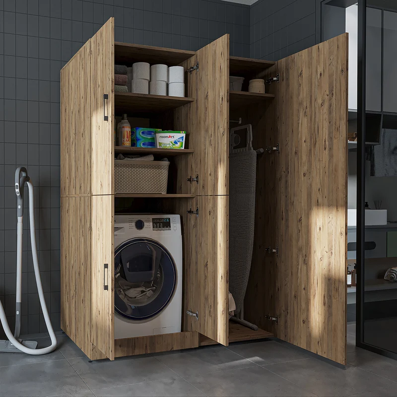 Roomart Waschmaschinenschrank DORA-II, 130 cm, für Waschmaschine und Trockner, in 5 Farben