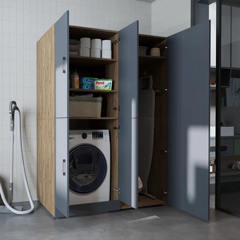 Roomart Waschmaschinenschrank DORA-II, 130 cm, für Waschmaschine und Trockner, in 5 Farben
