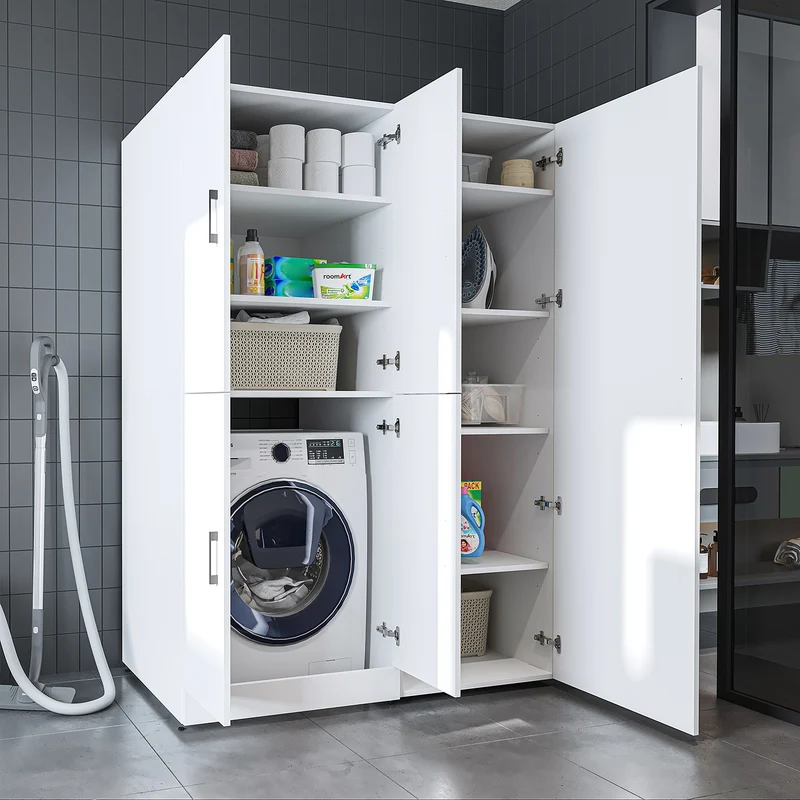 Roomart Waschmaschinenschrank DORA-II, 130 cm, für Waschmaschine und Trockner, in 5 Farben