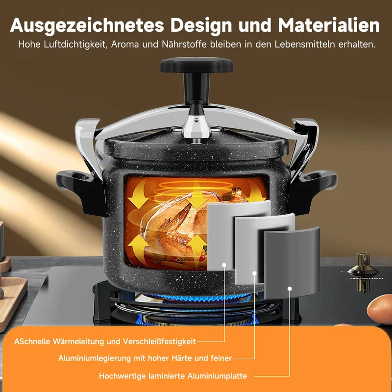 Scheffler Schnellkochtopf Aluguss Dampfkochtopf Induktion Druckbehälter für alle Herdarten