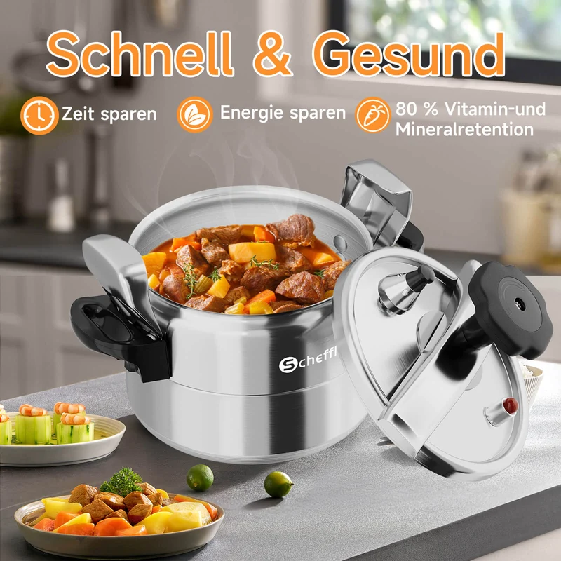 Scheffler Schnellkochtopf Aluguss Dampfkochtopf Induktion Druckbehälter für alle Herdarten
