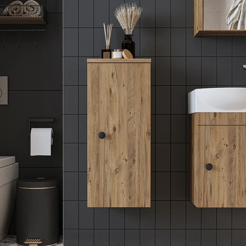 Roomart Badmöbel-Set PUNTO, 46 cm, schmales Gäste-WC-Set mit Spiegelschrank, in 4 Farben