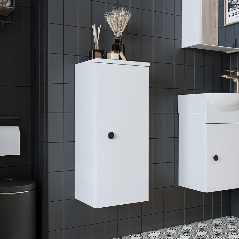 Roomart Badmöbel-Set PUNTO, 46 cm, schmales Gäste-WC-Set mit Spiegelschrank, in 4 Farben