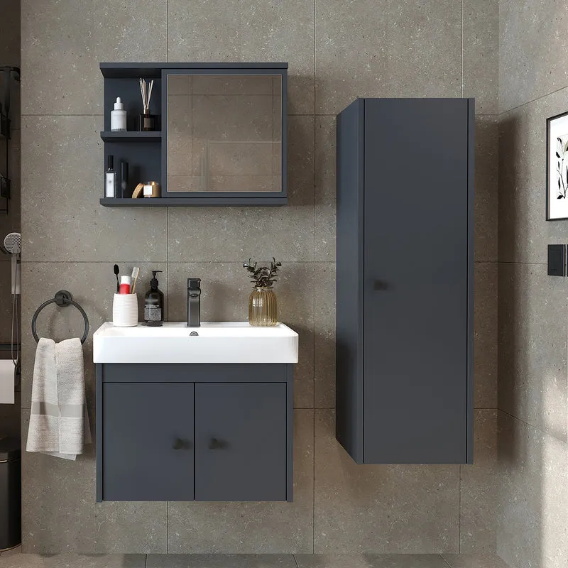 Roomart 4-teiliges Badmöbel-Set ADA, 60 cm, mit Waschbecken und Hochschrank, in 5 Farben
