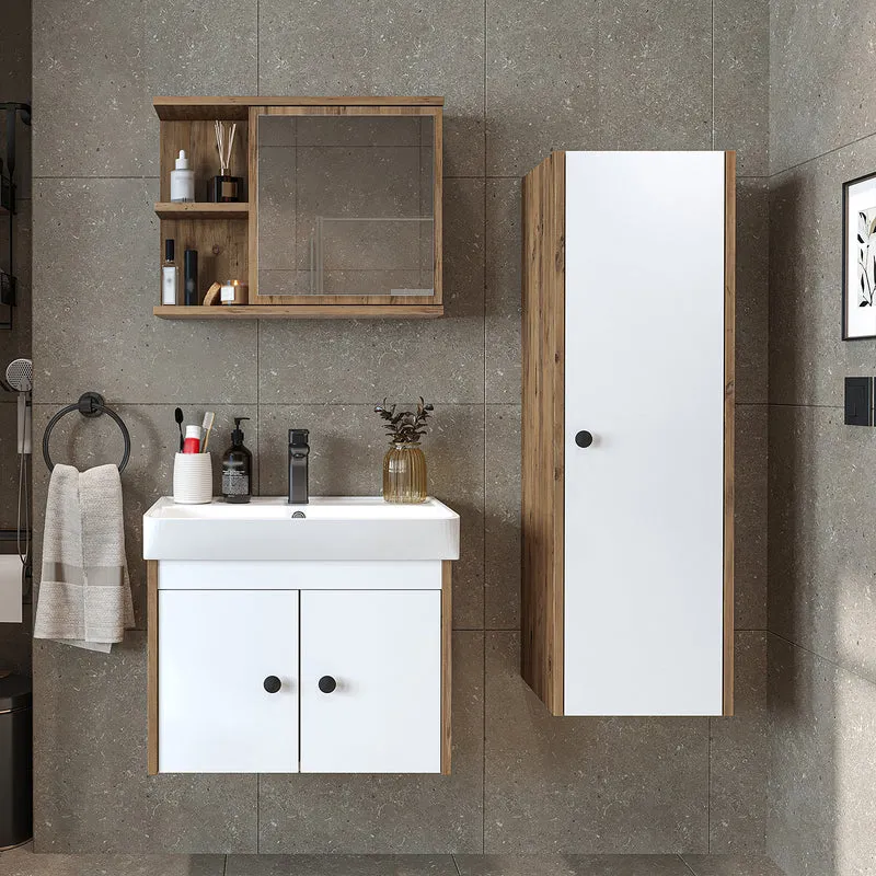 Roomart 4-teiliges Badmöbel-Set ADA, 60 cm, mit Waschbecken und Hochschrank, in 5 Farben