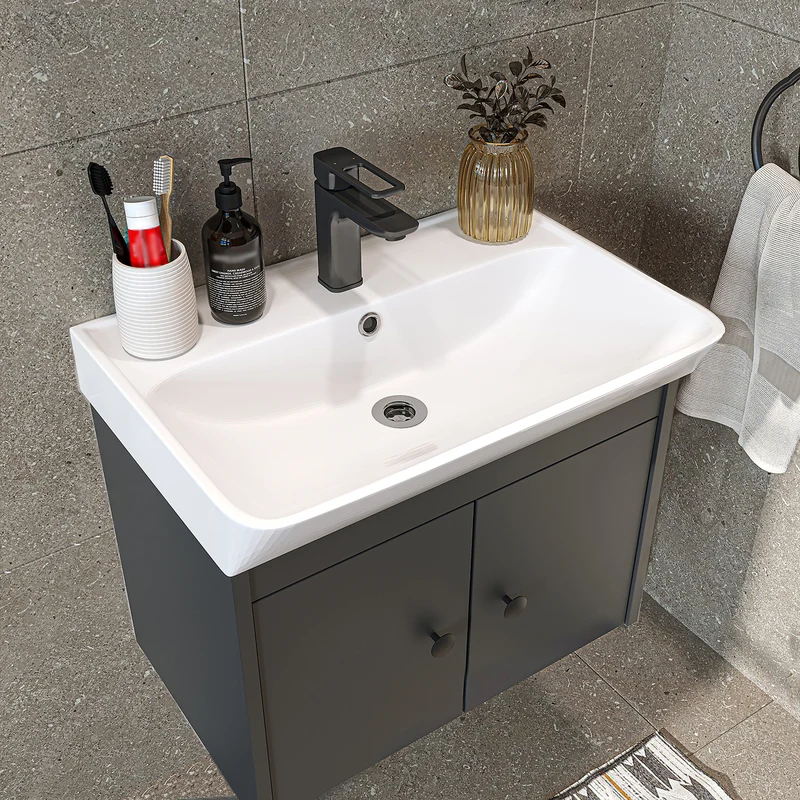 Roomart 4-teiliges Badmöbel-Set ADA, 60 cm, mit Waschbecken und Hochschrank, in 5 Farben