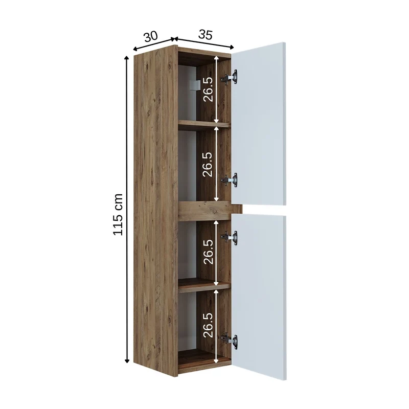 Roomart 3-teiliges Badmöbel-Set MELONA-S1, 65 cm, ohne Becken, mit Hochschrank, in 4 Farben