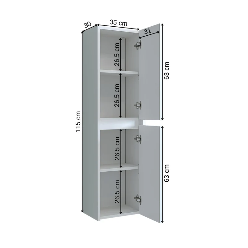 Roomart 3-teiliges Badmöbel-Set MELONA-S1, 65 cm, ohne Becken, mit Hochschrank, in 4 Farben