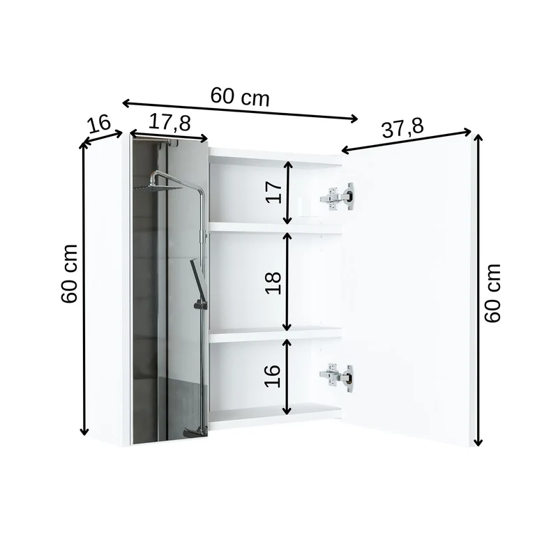 Roomart 3-teiliges Badmöbel-Set MELONA-S2, 65 cm, ohne Becken, mit Spiegel- und Hochschrank, in 4 Farben
