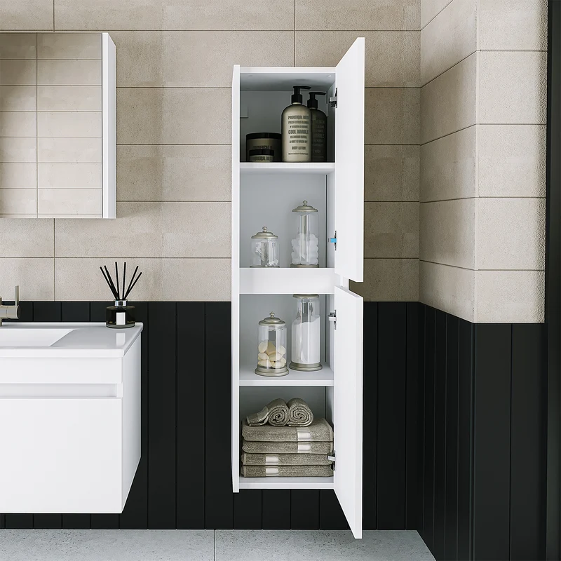 Roomart 3-teiliges Badmöbel-Set MELONA-S2, 65 cm, ohne Becken, mit Spiegel- und Hochschrank, in 4 Farben