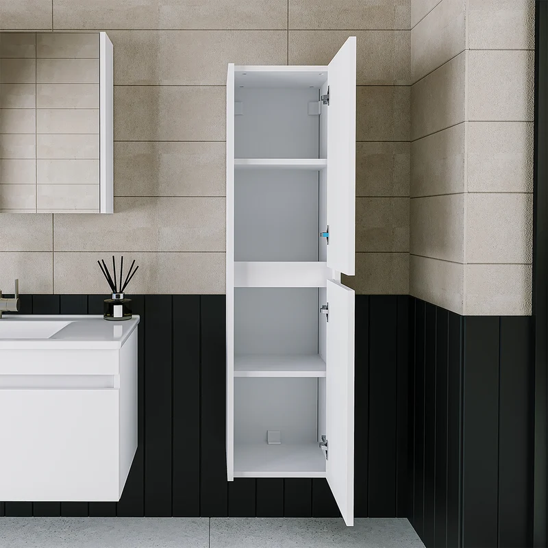 Roomart 3-teiliges Badmöbel-Set MELONA-S2, 65 cm, ohne Becken, mit Spiegel- und Hochschrank, in 4 Farben