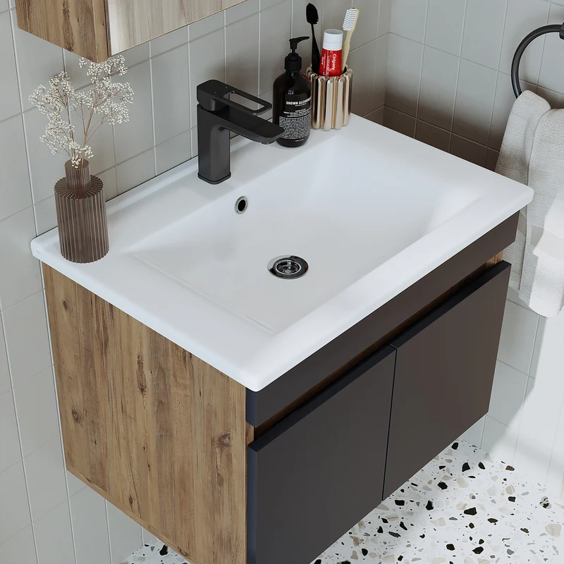 Roomart ATRIA Waschtisch mit Unterschrank, 65 cm, mit Keramikbecken, in 4 Farben