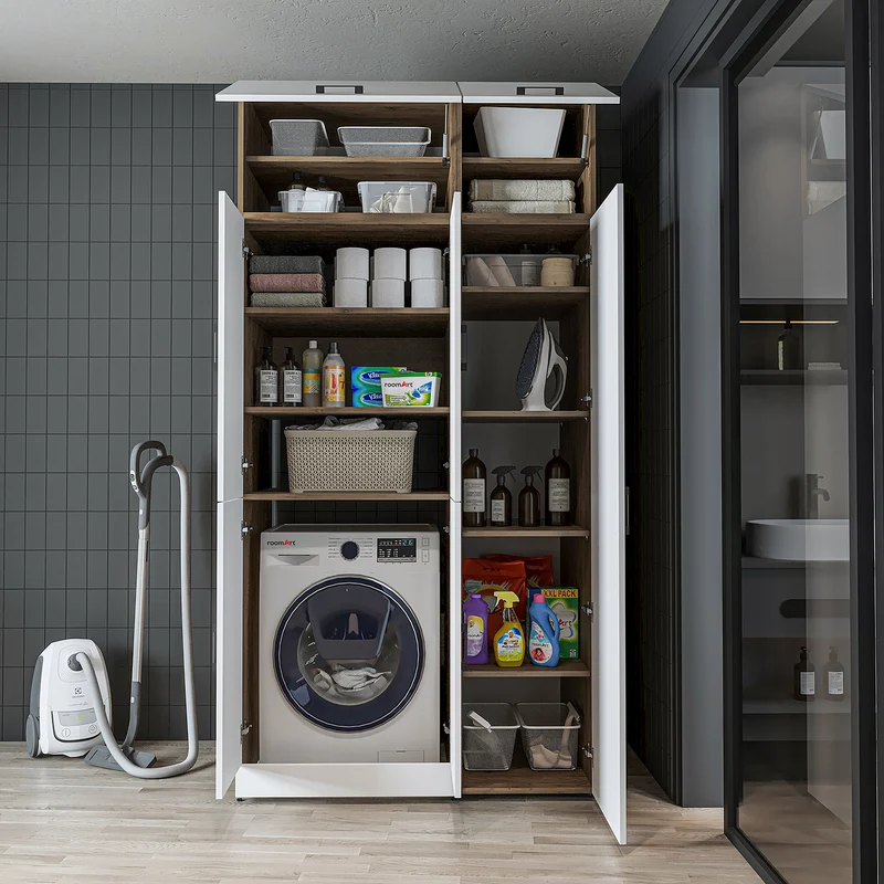 Roomart Waschmaschinenschrank DORA-II, 115 cm, für Waschmaschine und Trockner, in 5 Farben