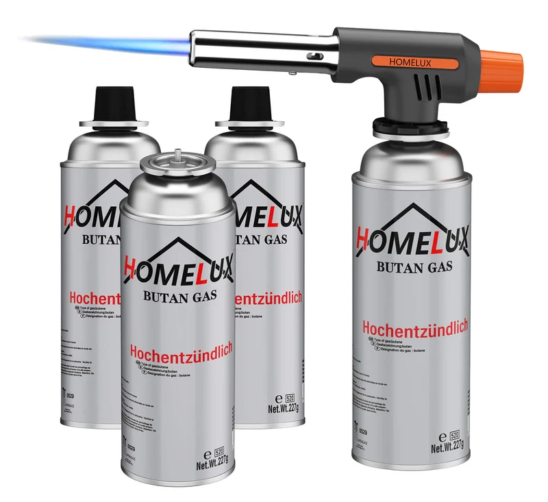 HOMELUX Gasbrenner Vielseitiger Flambier- und Bunsenbrenner bis 1300°C für Küche, BBQ, Camping und Handwerk