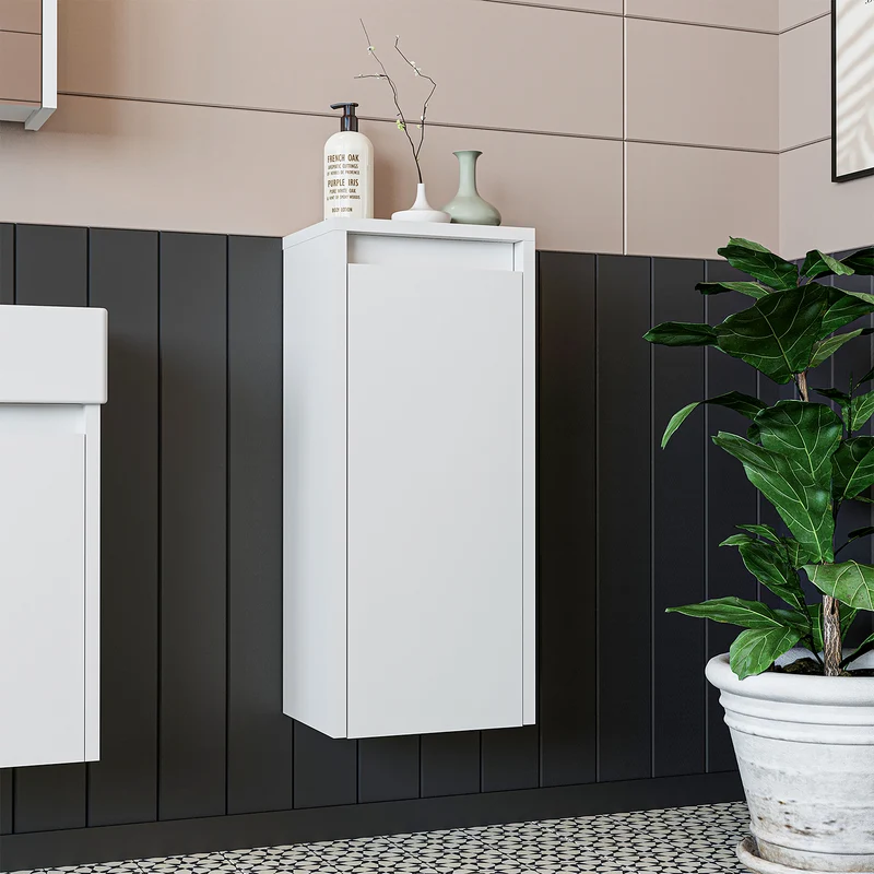 Roomart Badezimmer Seitenschrank, 30 cm, hängend mit Tür und offenem Fach, in 5 Farben