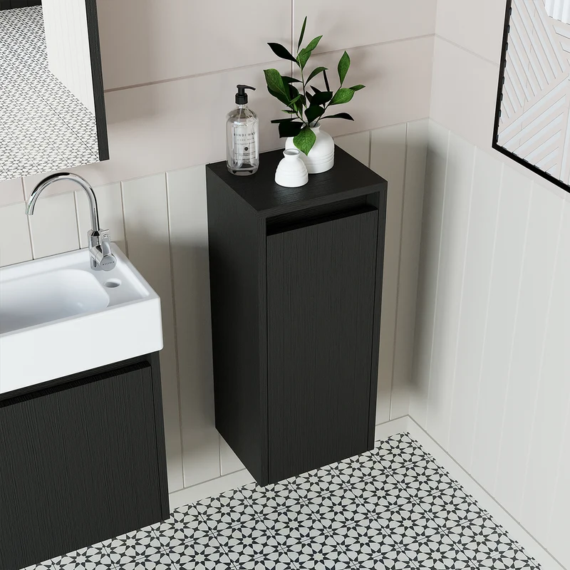 Roomart Badezimmer Seitenschrank, 30 cm, hängend mit Tür und offenem Fach, in 5 Farben
