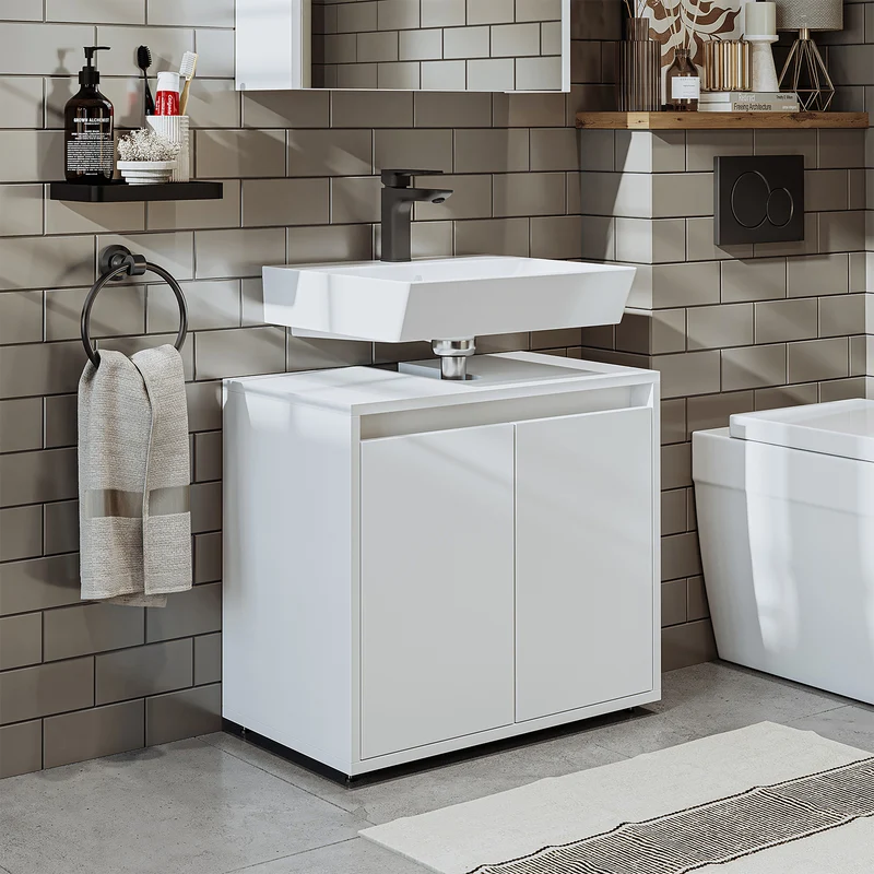 Roomart Badezimmer Unterschrank, 65 cm, ohne Waschbecken, mit 2 Türen, in 4 Farben